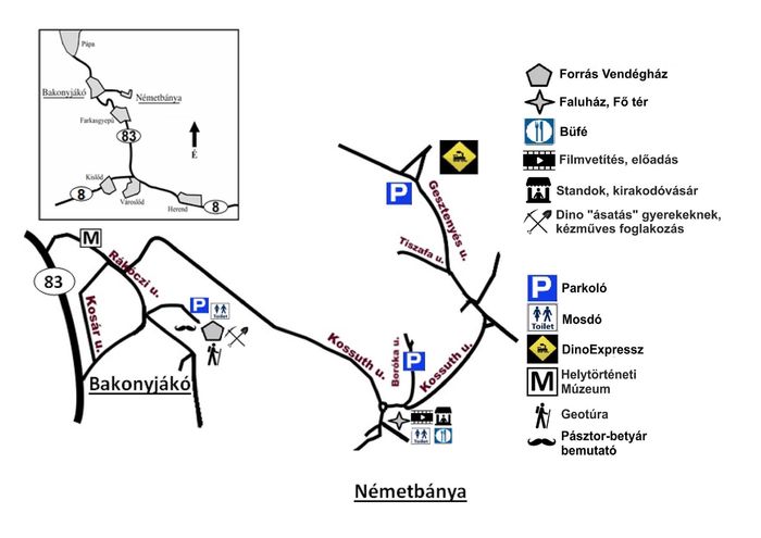 térkép a Dino Expo helyszíneihez vagott